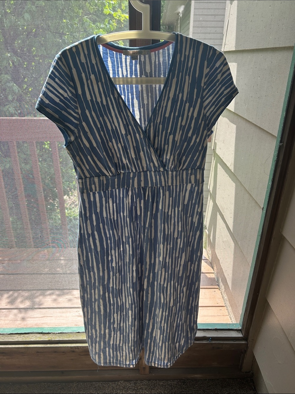 Boden Blue and White Striped Midi Dress